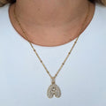 Collana con Iniziale Bonbon in Acciaio Inossidabile Oro e Argento con Zirconcini e Catenina Regolabile da 45cm a 51cm
