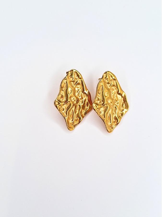 Orecchini Avery Martellati in Acciaio Inossidabile in Colore Argento e Oro