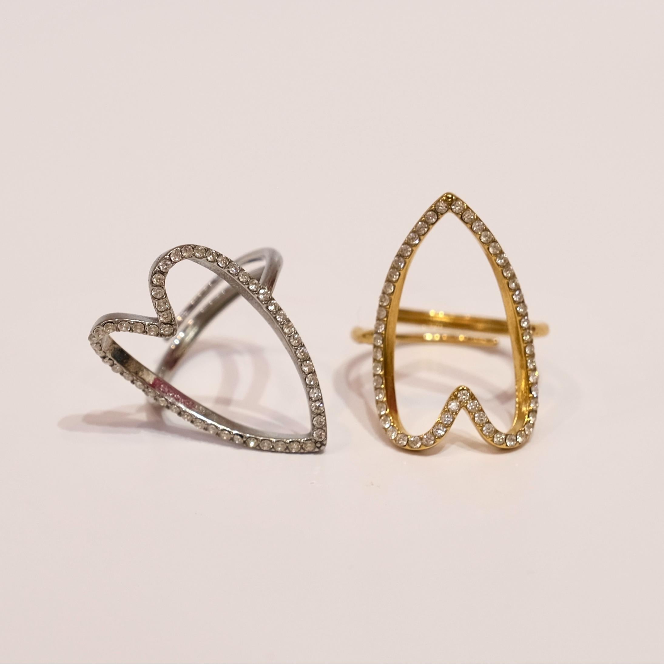 Anello Sparkling Heart Regolabile in Colore Argento e Oro