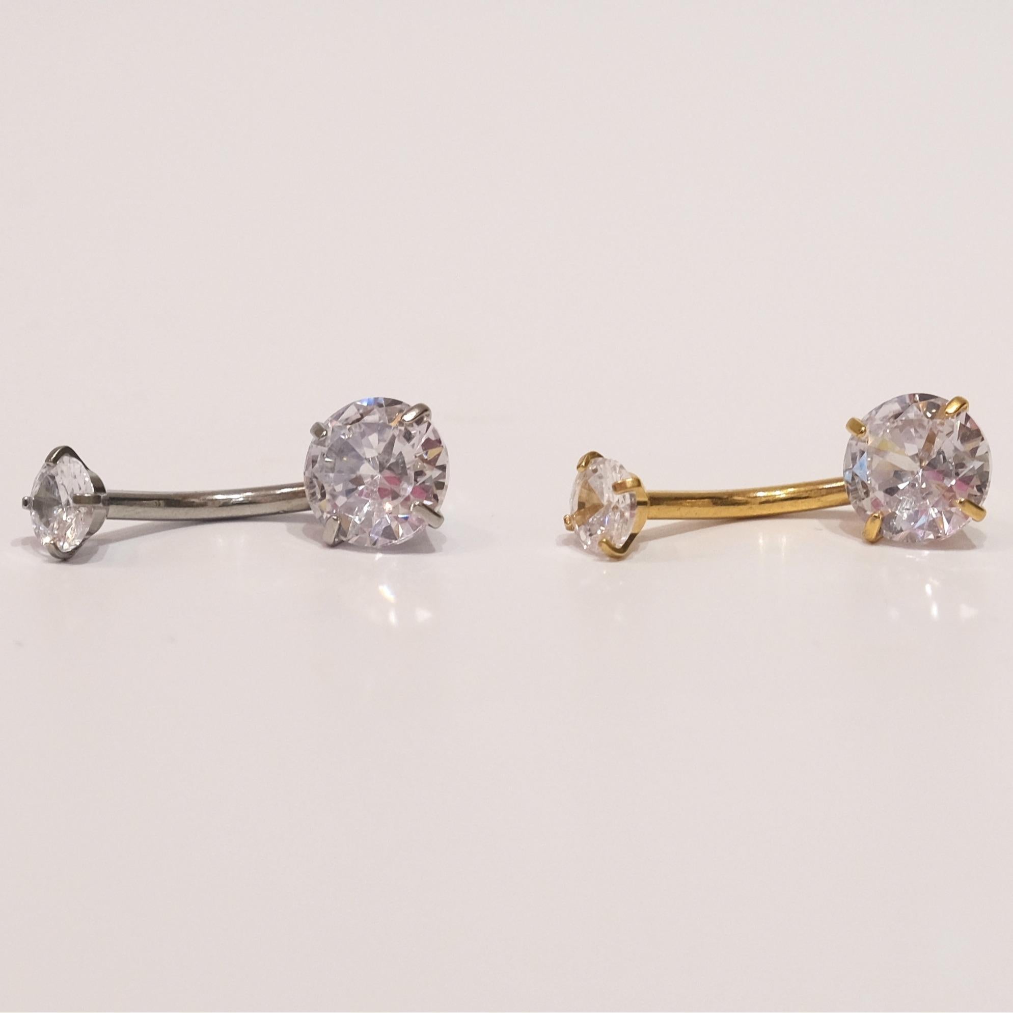 Piercing Double Sparkling Navel in Oro e Argento