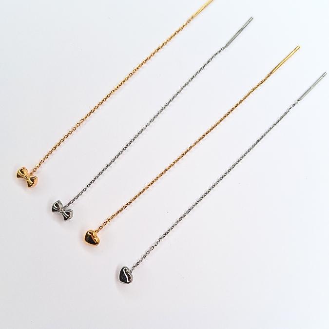 Orecchini Saliscendi con Fantasie Assortite in Acciaio Inossidabile