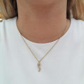 Collana Cornetto Portafortuna in Acciaio Inossidabile e Zirconcini Oro/Argento Lunghezza 39-45cm Chiusura Moschettone Regolab