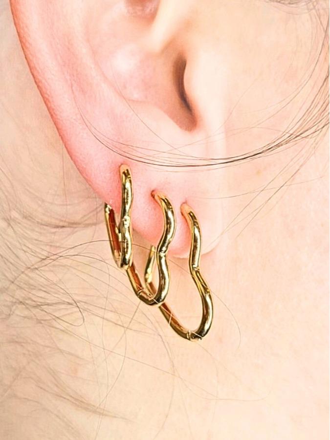 Orecchini Heart Hoop in Acciaio Inossidabile in Colore Argento e Oro