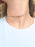 Collana Choker Tennis con Zirconcini in Acciaio Inossidabile Argento e Oro Chiusura a Scorrimento Lunghezza 32-39cm Perfetta 