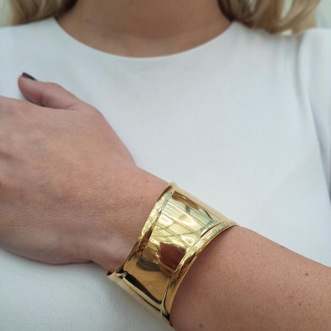 Bracciale Rigido Iside in Acciaio Inossidabile Colore Oro Fascia Regolabile Resistente all'Acqua Glamour e alla Moda