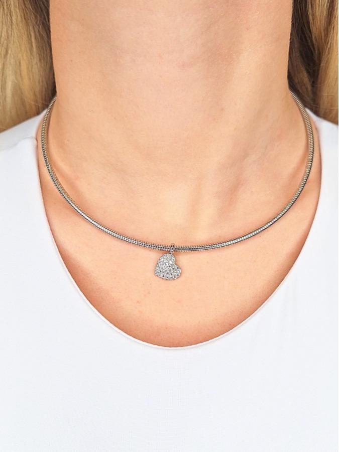 Collana Shining Heart in Acciaio Inossidabile in Colore Argento e Oro