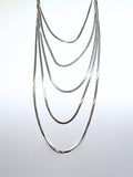 Collana Lunga Fishbone a 5 fili in Acciaio Inossidabile Argento  Chiusura Moschettone Regolabile Resistente all'Acqua
