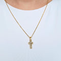 Collana Girocollo in Acciaio Inossidabile con Croce Pendente in Metallo in colore Argento e Oro