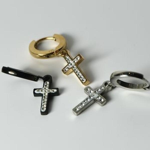 Orecchini Sparkling Cross Hoop in Acciaio Inossidabile
