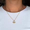 Collana Gingko Biloba in Acciaio Inossidabile e Strass