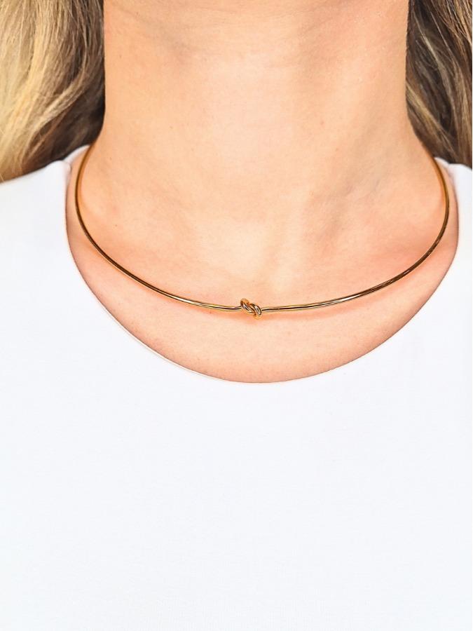 Collana Rigida Choker Knot in Acciaio Inossidabile in Colore Argento e Oro