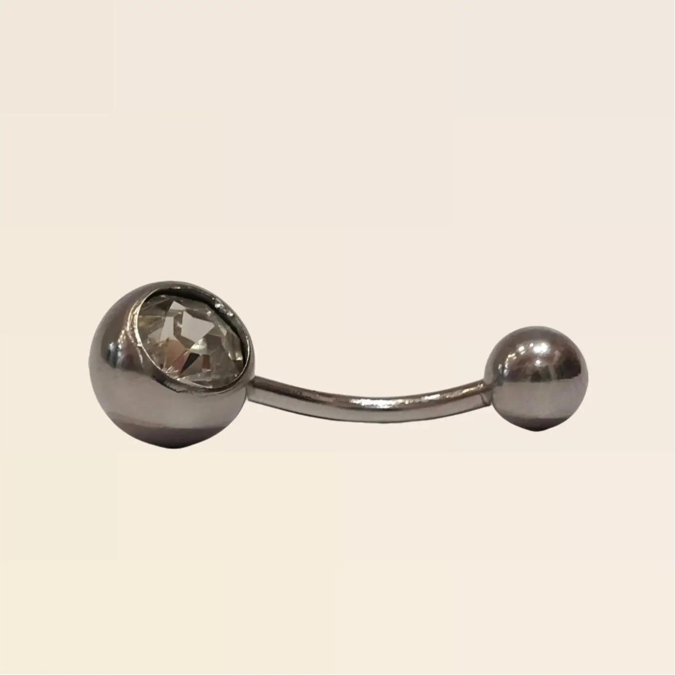 Piercing Silver Shine Navel con Dettaglio Brillante