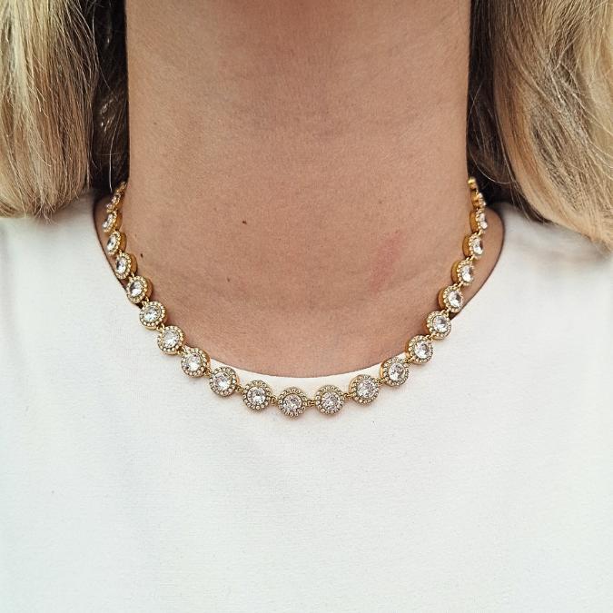Collana Eternity con Zirconi in Acciaio Inossidabile in colore Argento o Oro