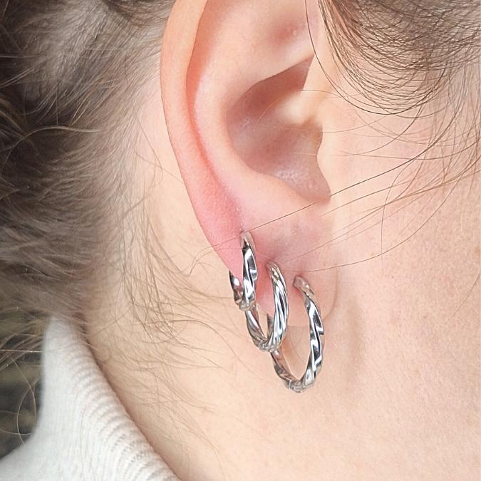 Orecchini Waves Hoop in Acciaio Inossidabile