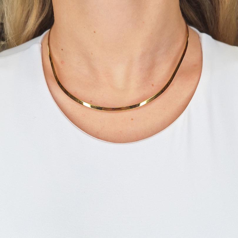 Collana Rigida Choker Minimal in Acciaio Inossidabile in Colore Argento e Oro
