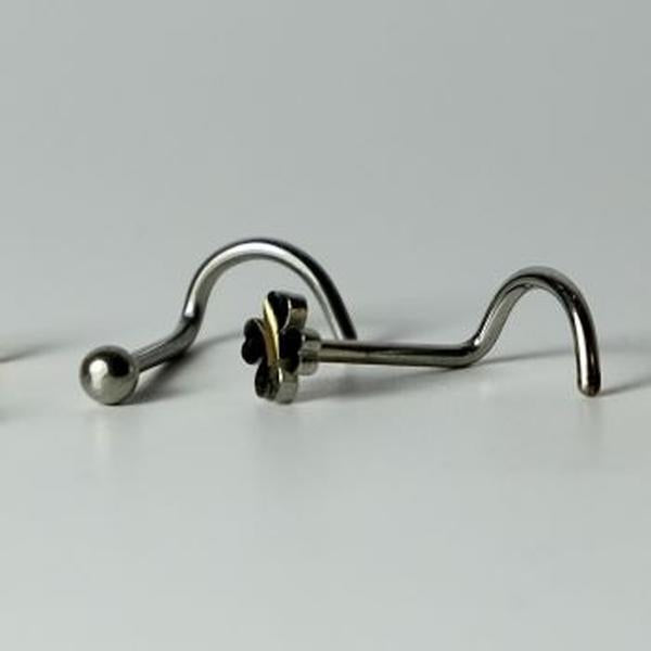 Nostril Spirale a forma di Pallina e Quadrifoglio in Acciaio Inossidabile